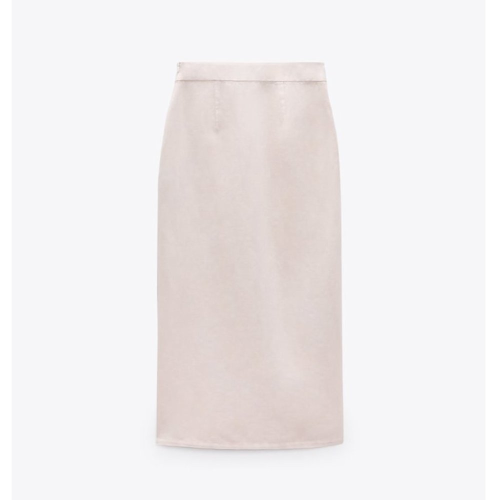 NWT ZARA LINEN BLEND MIDI CARGO SKIRT ECRU - Picture 4 of 4